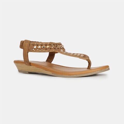 Bata yellow embellished flat sandals for women